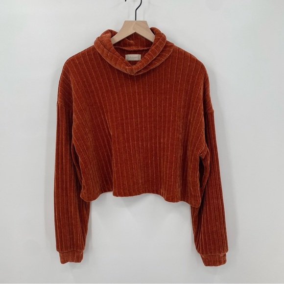 Altar’d State Orange Ribbed Cropped Cowl Neck Sweater Medium - Picture 8 of 8